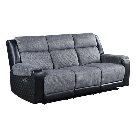Alicia - Sofá reclinable - Gris/Negro