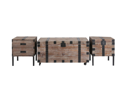 Mesa auxiliar y baúl con amplio espacio de almacenamiento. Decora tu sala de estar (juego de 3) - Gris antiguo