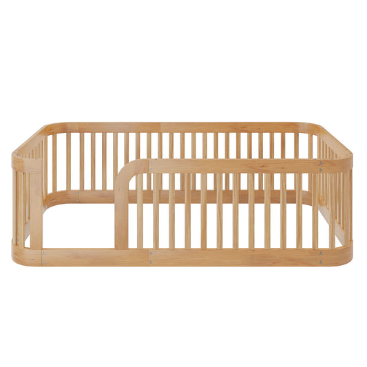 Wood Floor Bed Frame With Fence