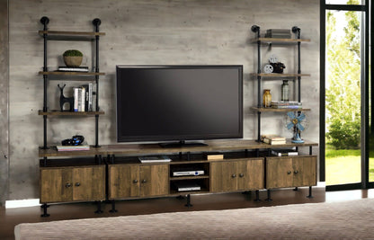 Ensata II - Soporte para TV - Roble rústico/Negro