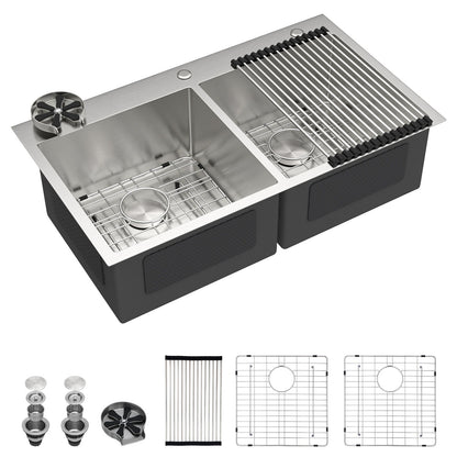 Double Bowl Drop-In Sink With 2 Basins