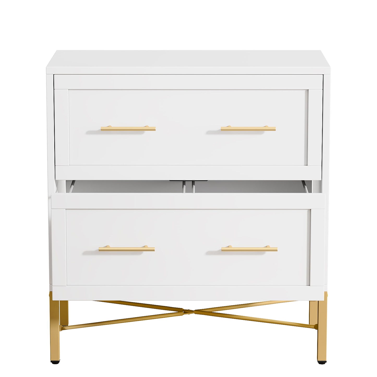 2 Drawer Lateral File Cabinet With Anti Tilt Safety, Filing Storage For Letter / Legal / A4 Files - White