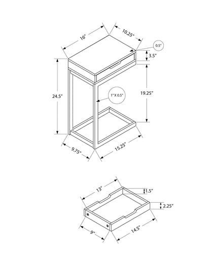 Mesa auxiliar en forma de C, diseño contemporáneo y elegante