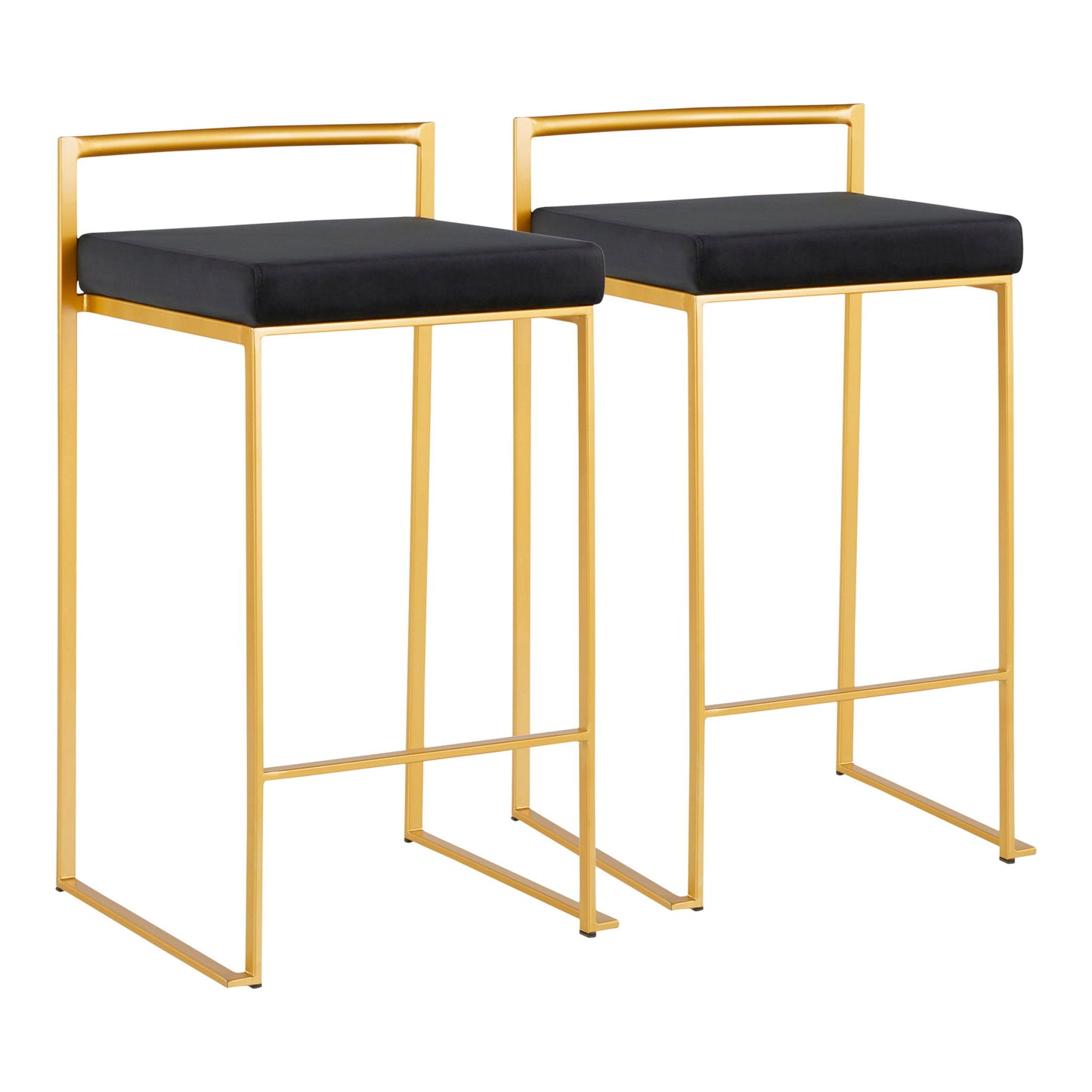 Taburete de bar Fuji de diseño contemporáneo y glamuroso (juego de 2)