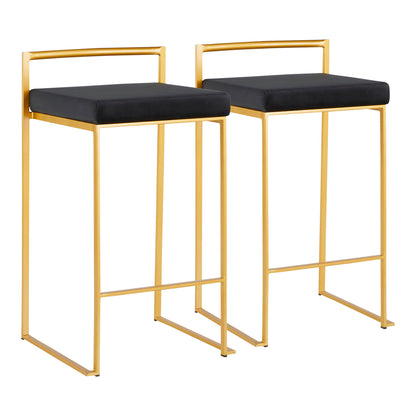 Taburete de bar Fuji de diseño contemporáneo y glamuroso (juego de 2)