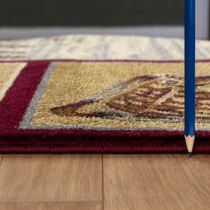 Alfombra estilo Lodge Nature's Nest de 1,60 m x 2,20 m, color rojo