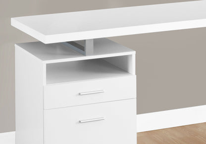 Escritorio para computadora de oficina en casa, portátil, configuración izquierda-derecha, cajones de almacenamiento, contemporáneo y moderno.