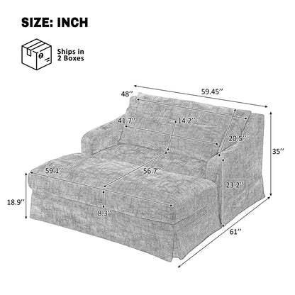 Sofa Bed Loveseat With Textured Surface And 2 Cushions