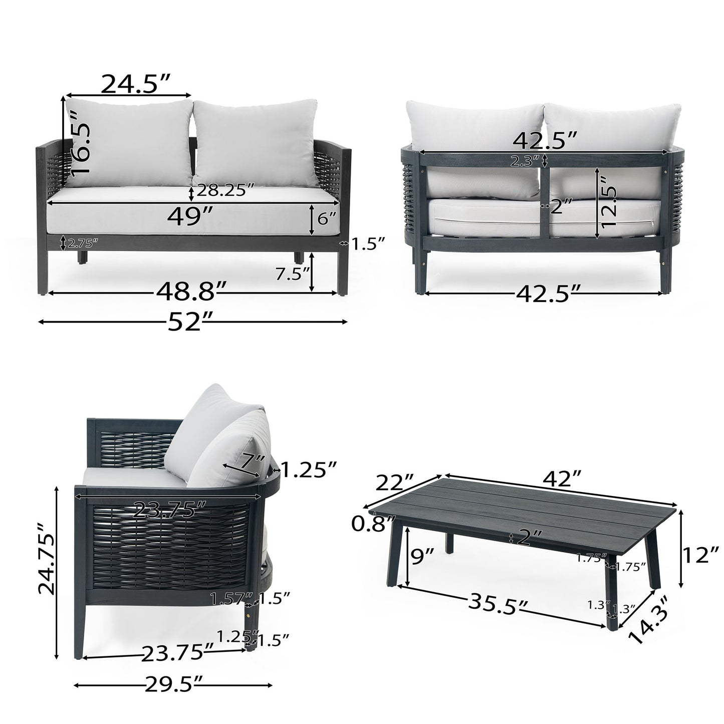 Outdoor Seating Group With Cushions And Coffee Table