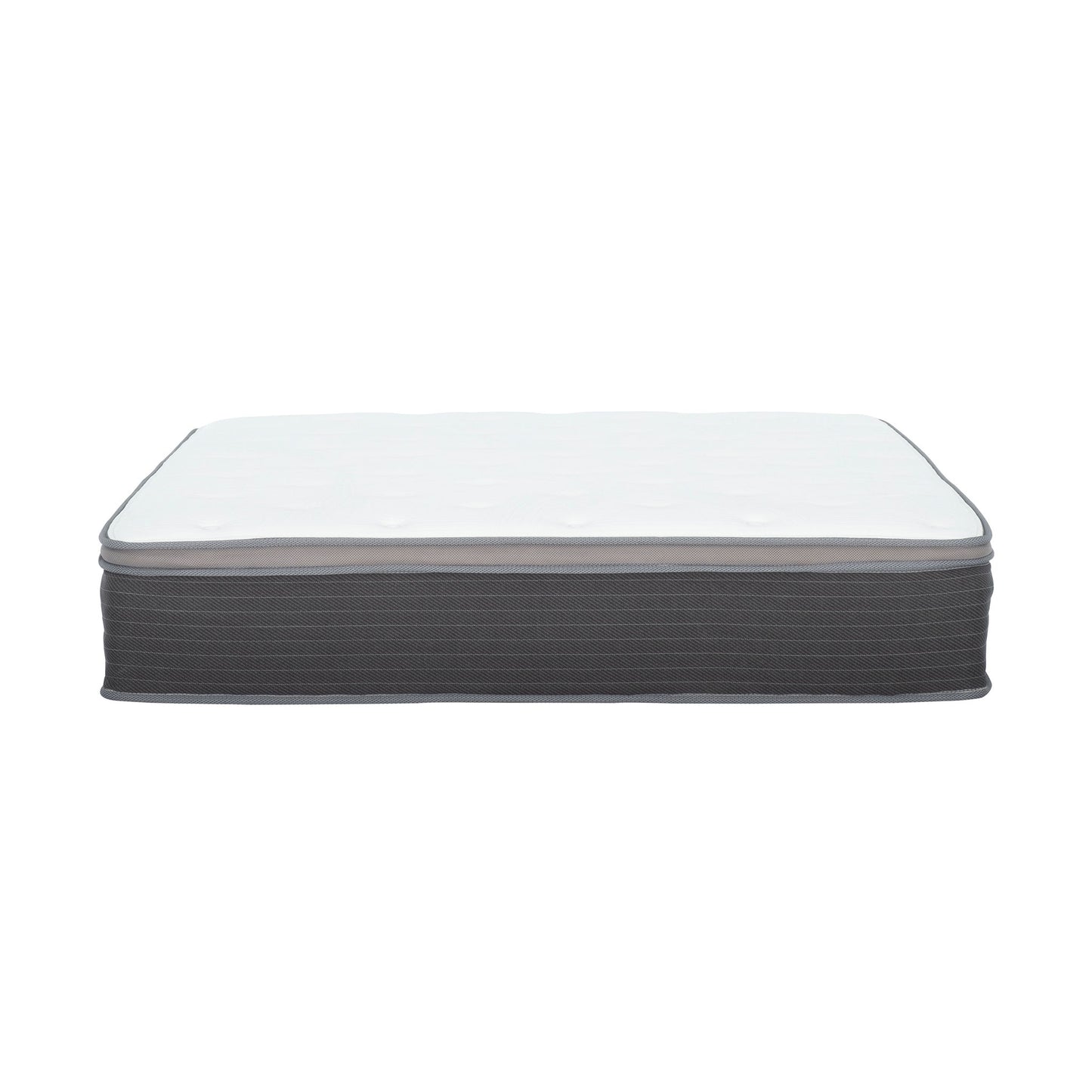 12'' Hybrid Mattress In A Box, Plush Gel Memory Foam Mattress Top With Pocket Coil Base - Gray / White - Queen