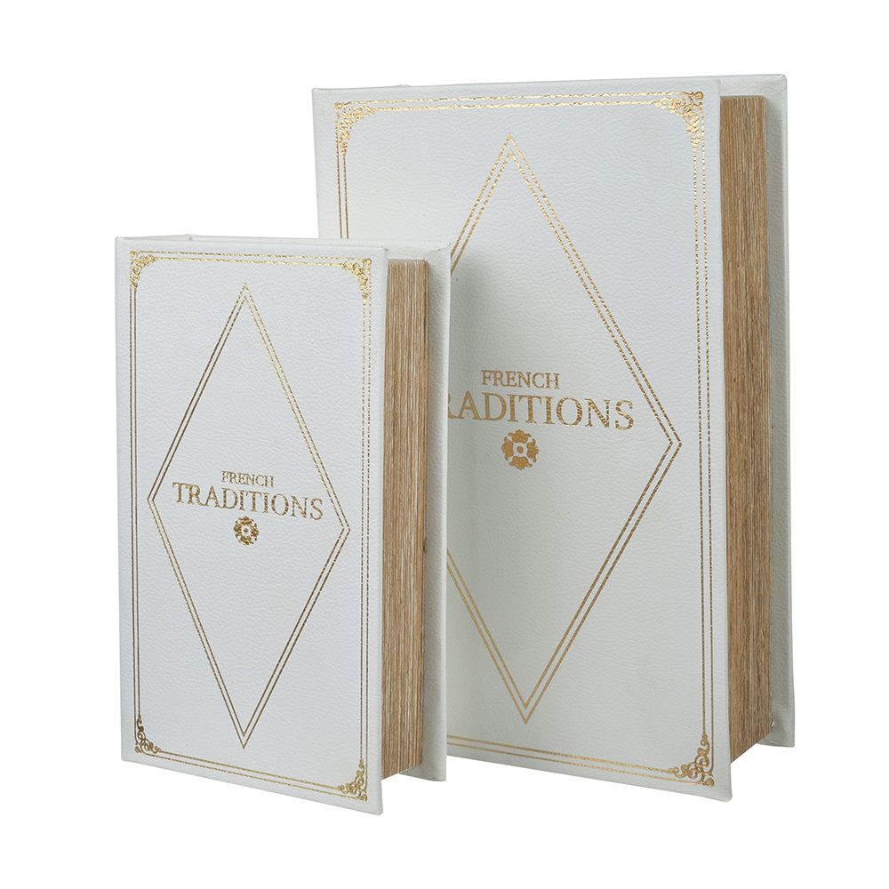 Cajas para libros (juego de 2) - Blanco/Dorado