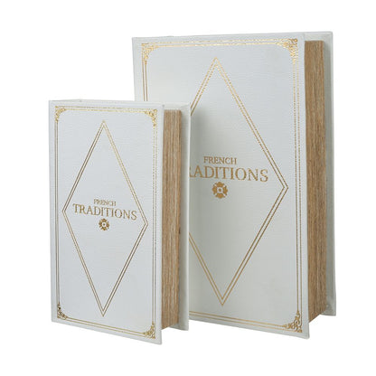 Cajas para libros (juego de 2) - Blanco/Dorado