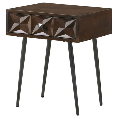 Gibson - Coffee 1 Drawer Rectangular Side Table With Angled Legs - Coffee