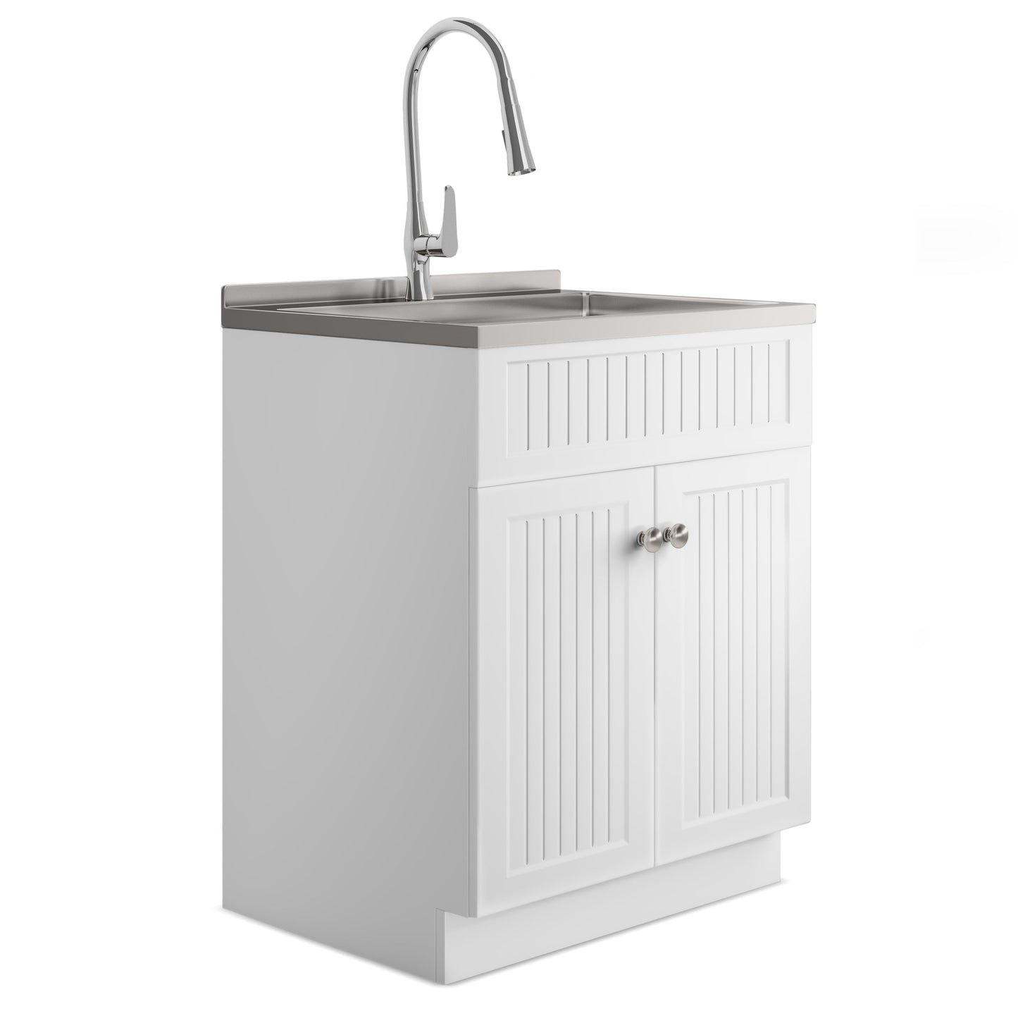 Beckham - Mueble de lavandería, grifo y fregadero de acero inoxidable