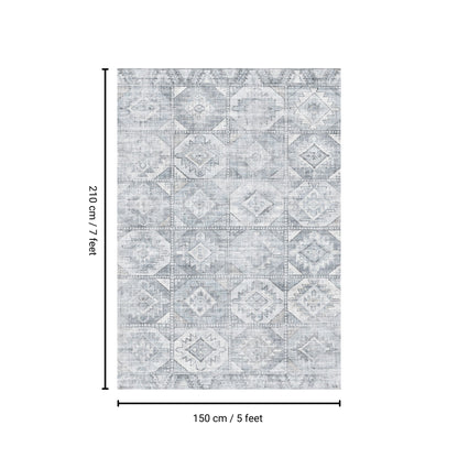 Toucan - 5' X 7' Washable Non - Slip Area Rug - Silver