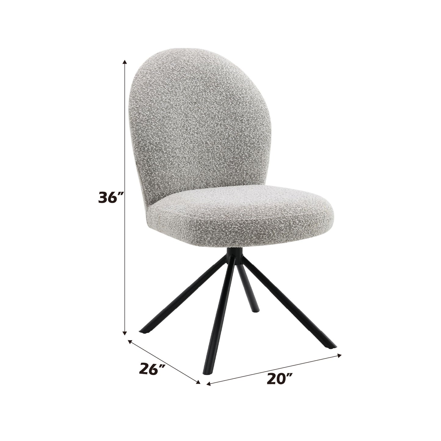 Lawton - Silla auxiliar Boucle con asiento giratorio (juego de 2) - Gris