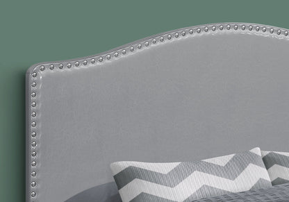 Cabecera de cama tamaño queen, tapizada, estilo transicional, gris