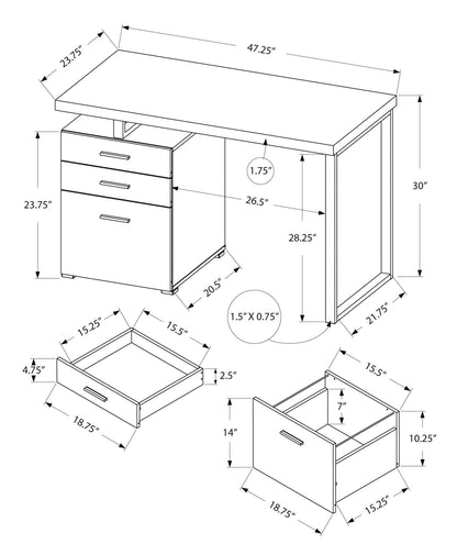 Escritorio de computadora con cajones de almacenamiento, configuración izquierda y derecha, para oficina en casa