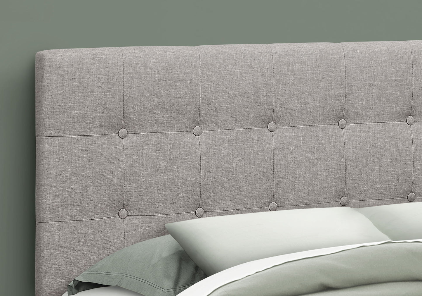 Cabecera de cama tamaño queen, tapizada, construcción duradera, color gris