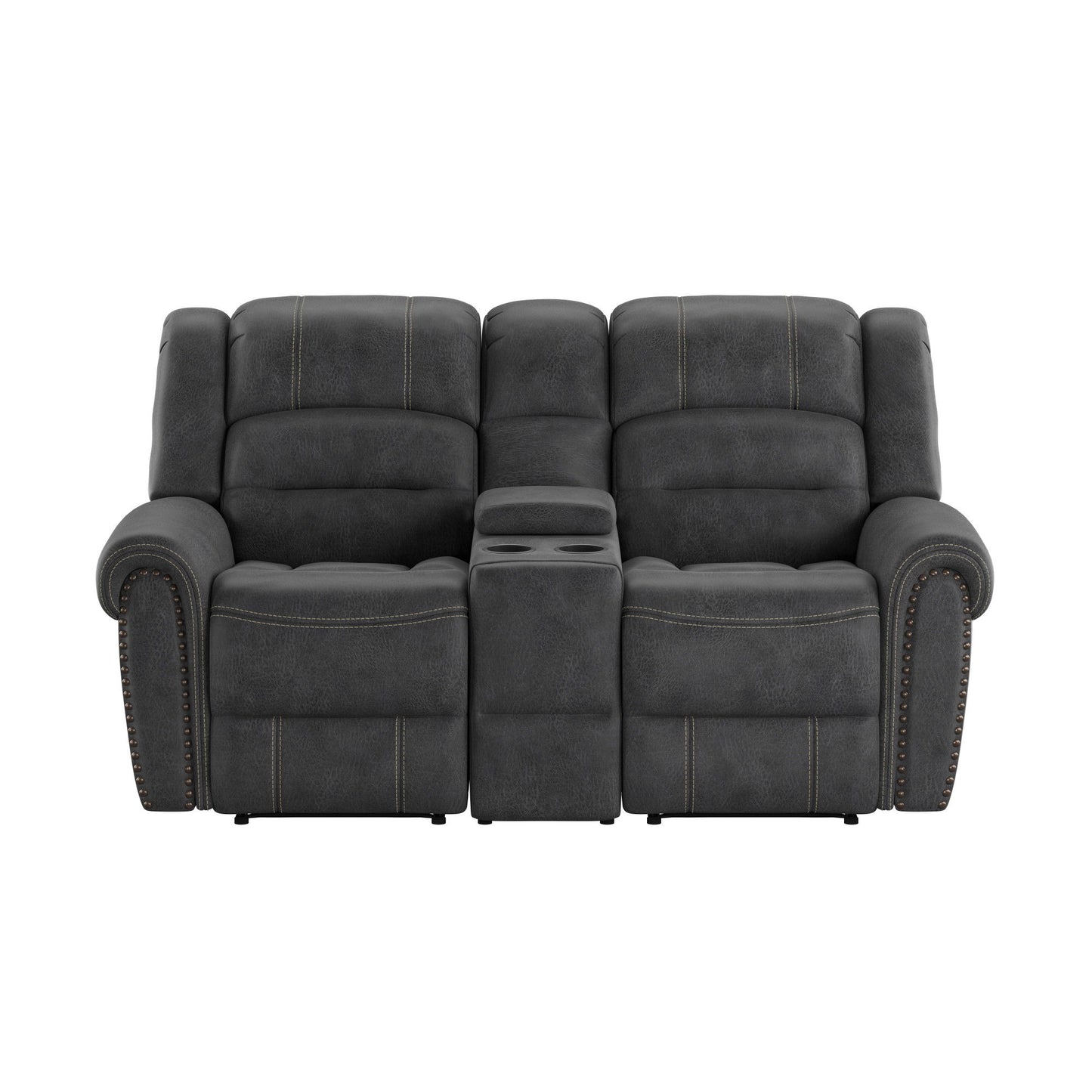 Reclining Console Loveseat - Gray