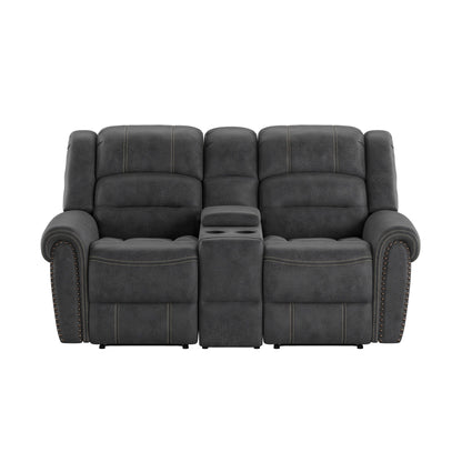 Reclining Console Loveseat - Gray