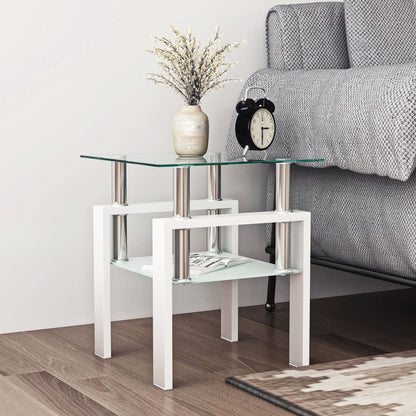 Mesa de centro moderna de vidrio templado, mesa auxiliar cuadrada para sala de estar