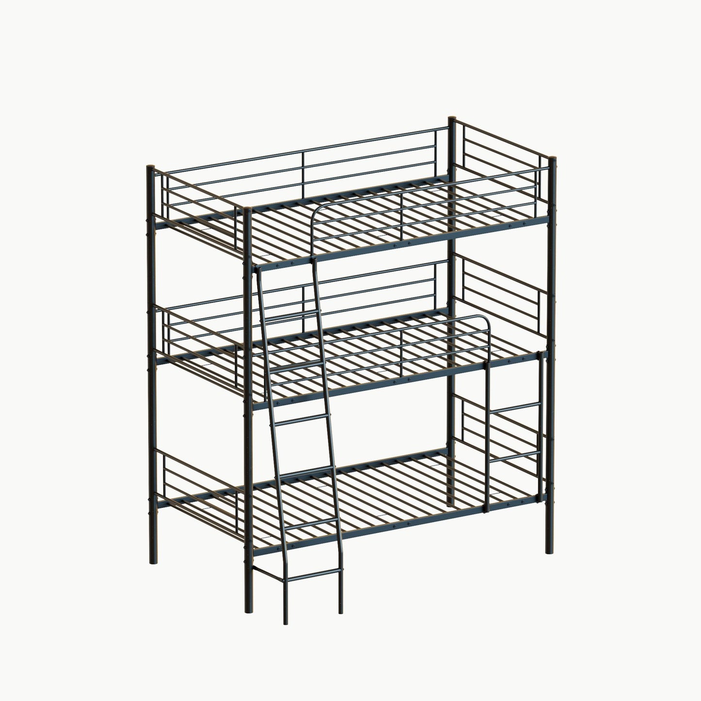 Twin Size Metal Triple Bunk Bed For Bedroom And Dormitory, Convertible Into 3 Separate Beds - Black