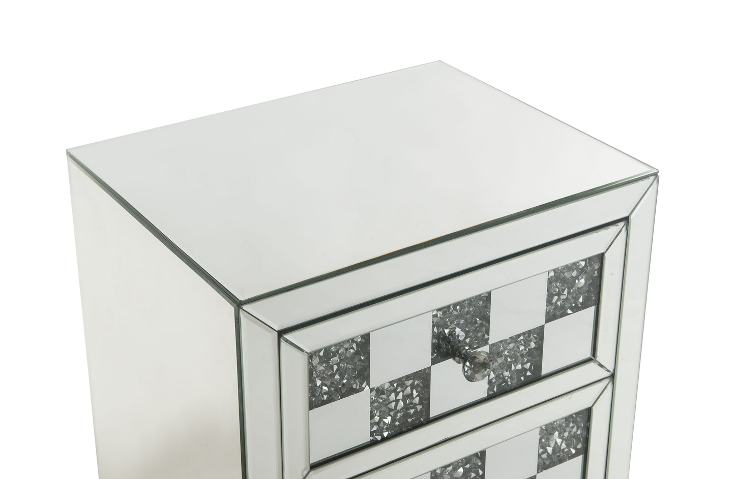 Noralie - Mesa auxiliar con espejo y diamantes de imitación - Plateada
