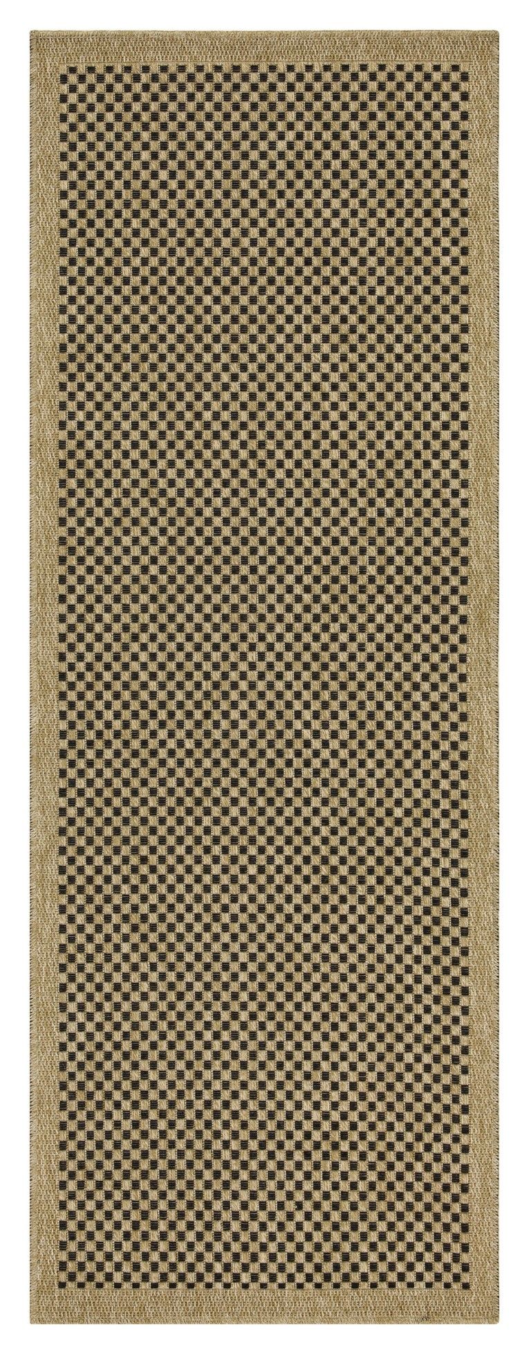 Alfombra Tierra para interior y exterior de polipropileno, yute y color negro.