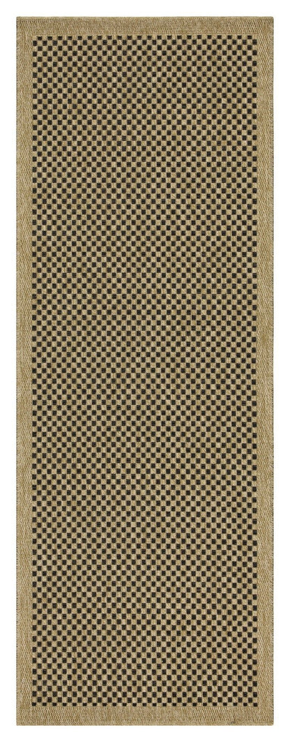 Alfombra Tierra para interior y exterior de polipropileno, yute y color negro.