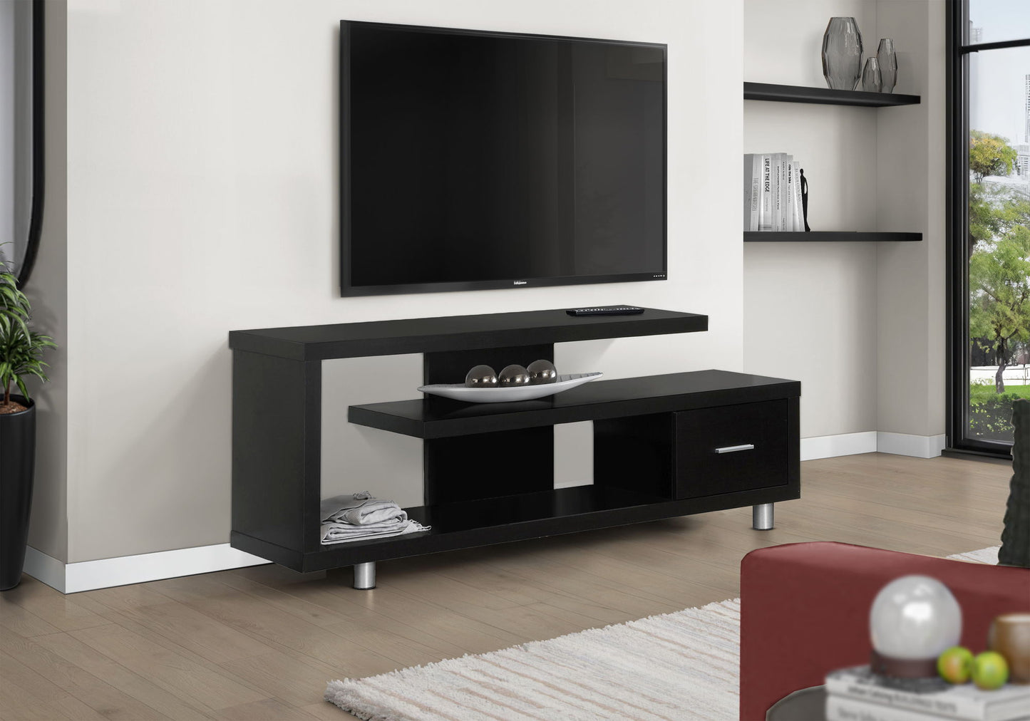 Mueble de TV, consola, mueble de almacenamiento para centro de entretenimiento multimedia, contemporáneo y moderno