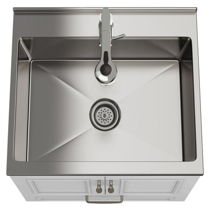 Cardinal - Mueble de lavandería con grifo y fregadero de acero inoxidable - Blanco