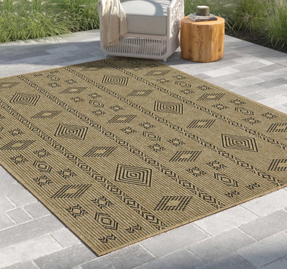 Alfombra Earth para interior y exterior, 2,28 m x 3,18 m, color natural y negro