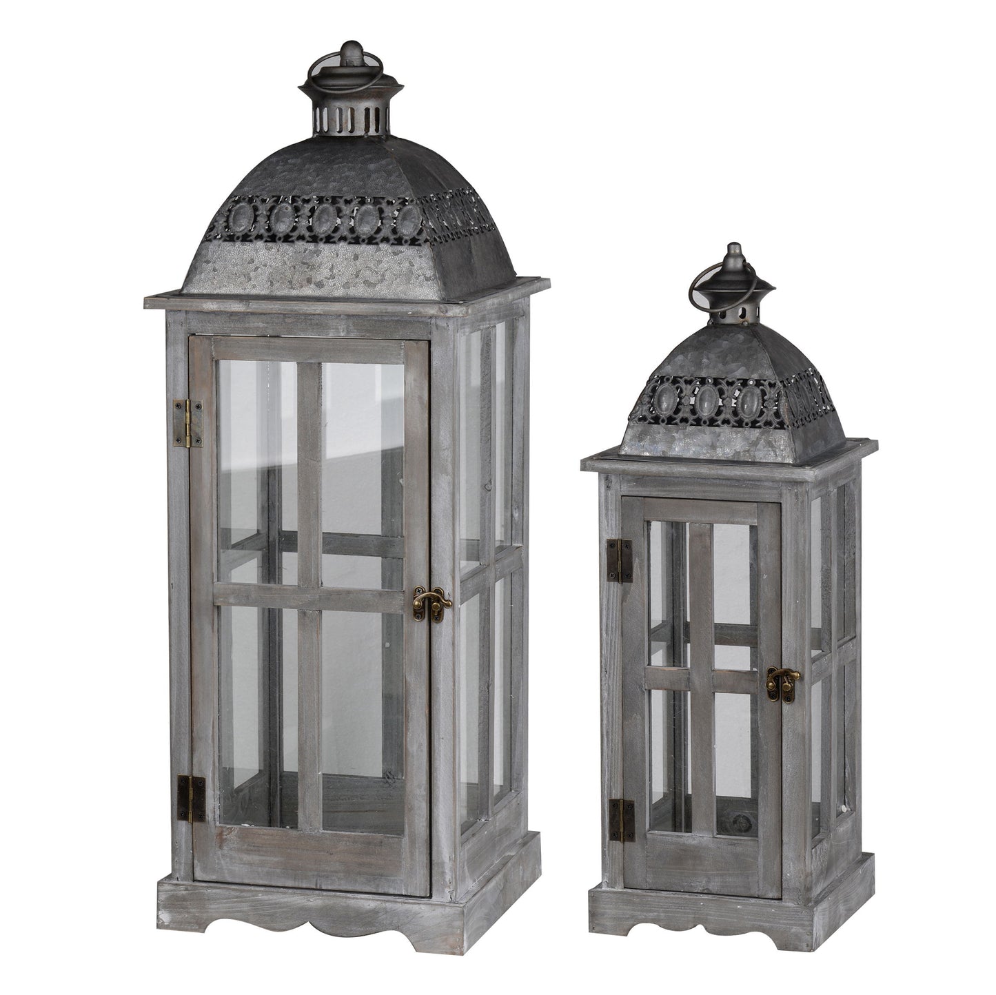 Farol de vela de madera decorativo, portafaroles para interiores y exteriores, hogar, jardín, boda - Gris