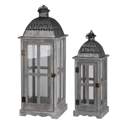 Farol de vela de madera decorativo, portafaroles para interiores y exteriores, hogar, jardín, boda - Gris