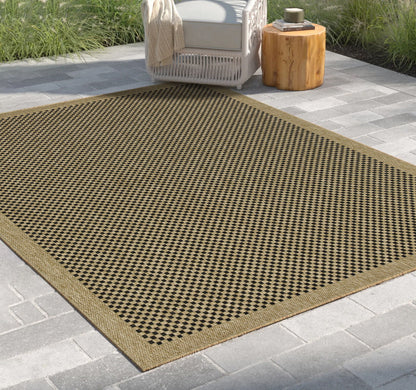 Alfombra Tierra para interior y exterior de polipropileno, yute y color negro.
