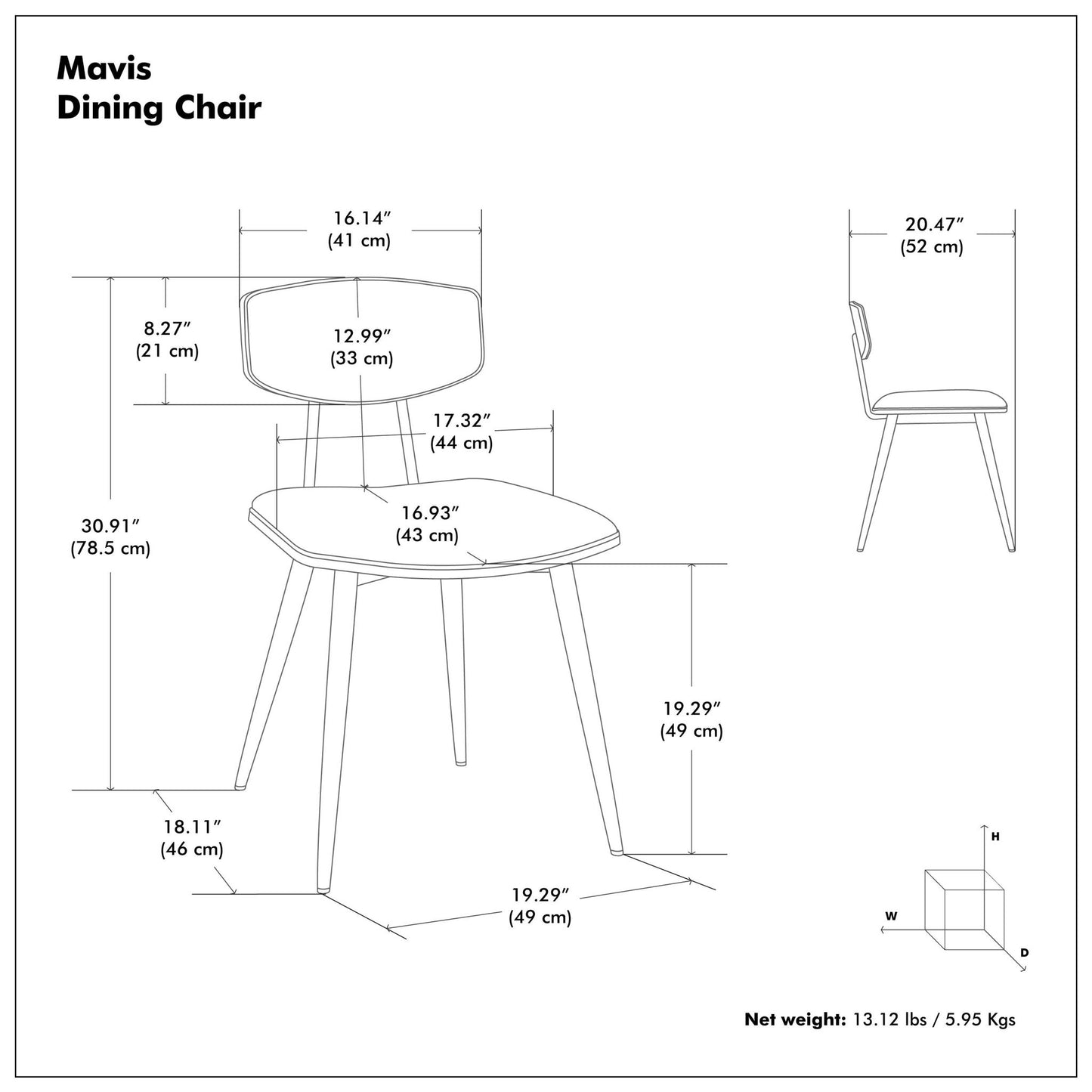 Mavis - Silla de comedor tapizada (juego de 2)