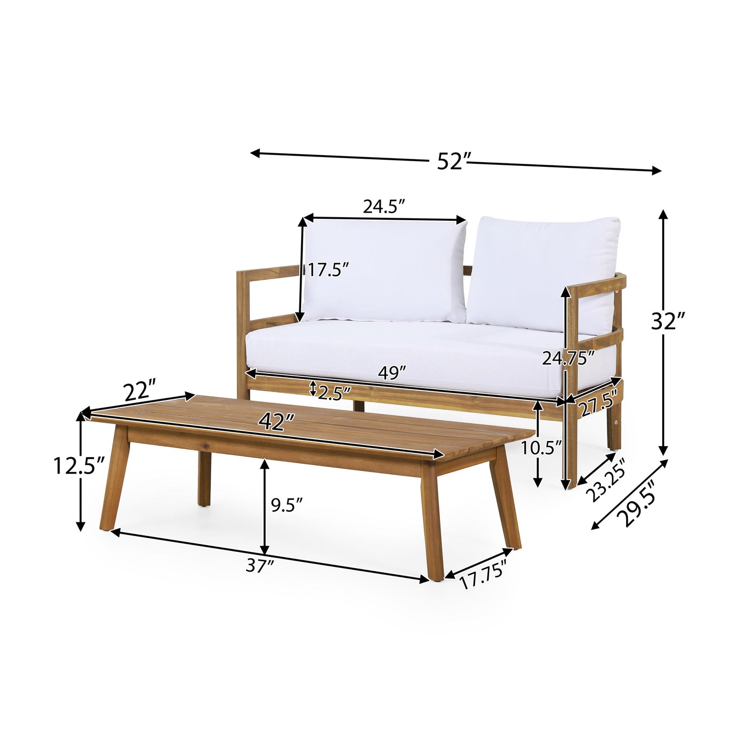 Outdoor Furniture With Coffee Table, Patio Conversation Set Deep Seating With Soft Cushion