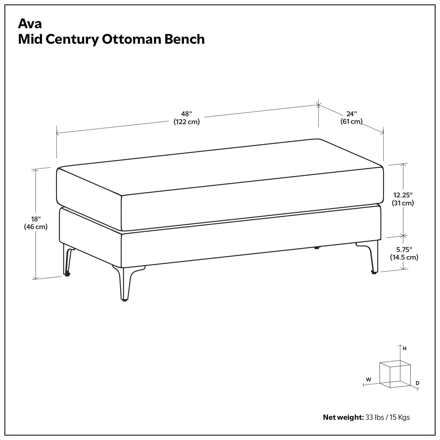Ava - Otomana versátil de mediados de siglo