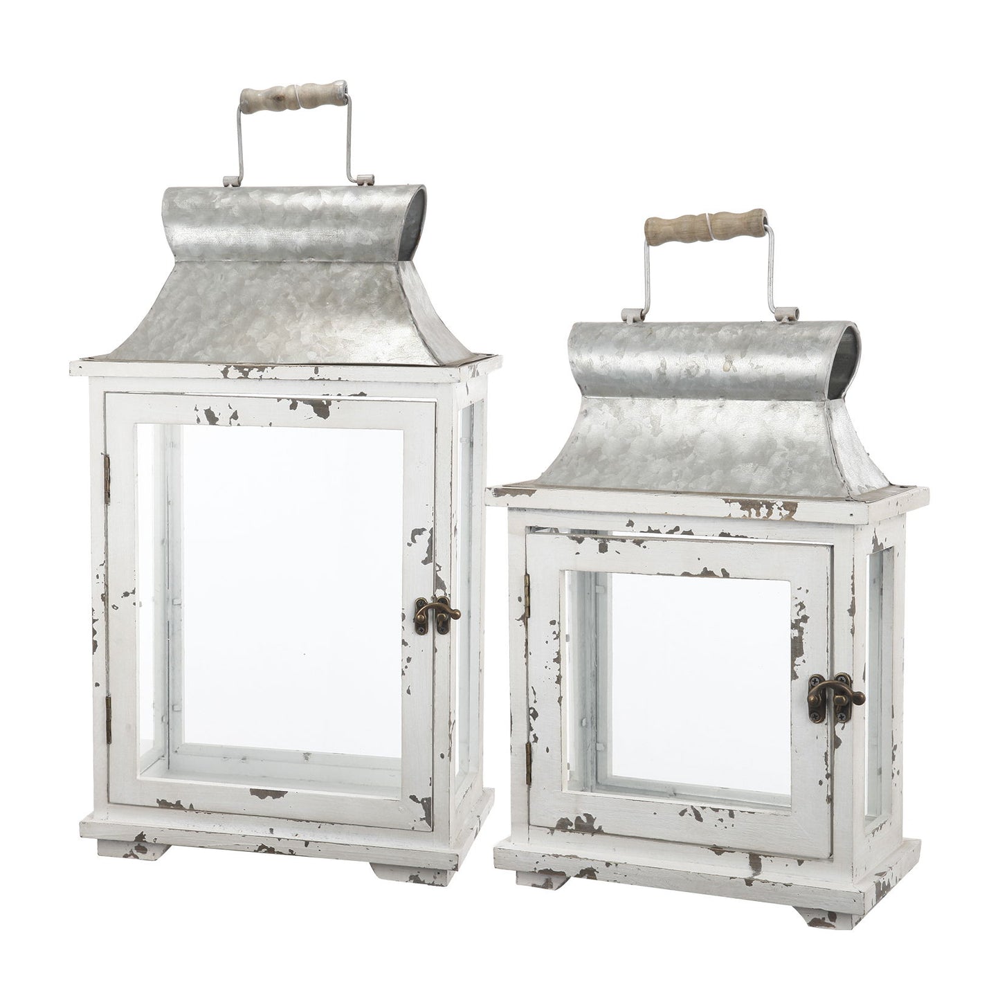Farol de vela de madera decorativo, portafaroles para interiores y exteriores, hogar, jardín, boda - Blanco