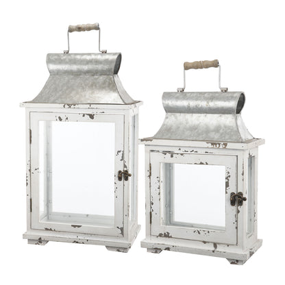 Farol de vela de madera decorativo, portafaroles para interiores y exteriores, hogar, jardín, boda - Blanco
