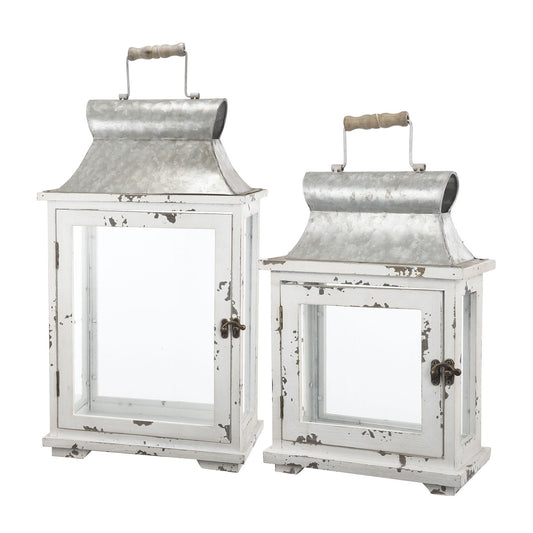 Farol de vela de madera decorativo, portafaroles para interiores y exteriores, hogar, jardín, boda - Blanco