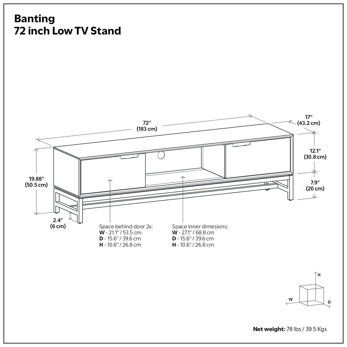 Banting - Mueble de TV bajo - Marrón nogal
