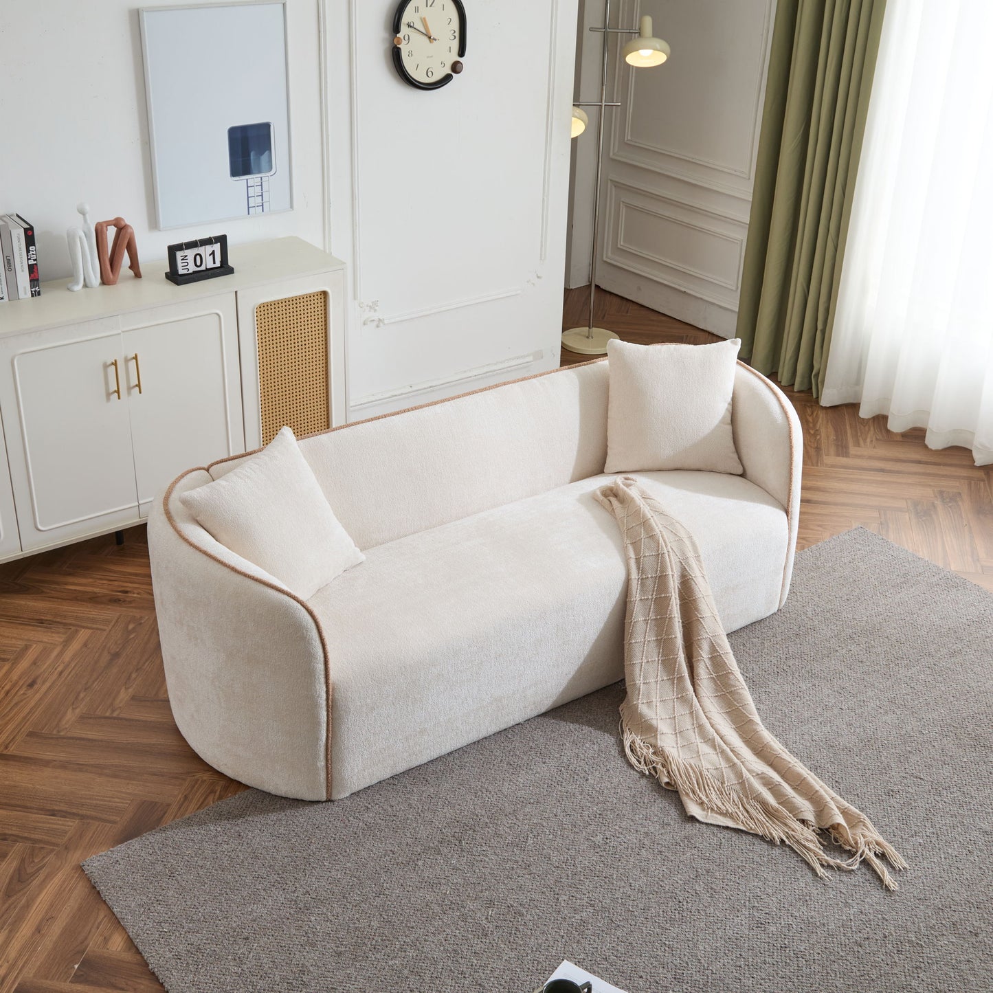 Coral - Curved Sofa, 3 Seater, Living Rooms, Bedrooms, Apartment Office - Beige