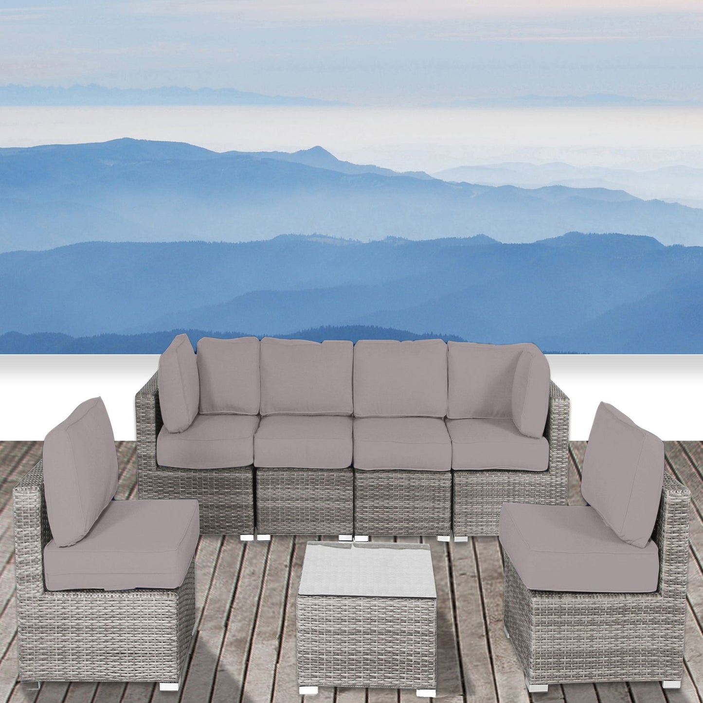 Seating Set With Cushions Handcrafted Wicker Design
