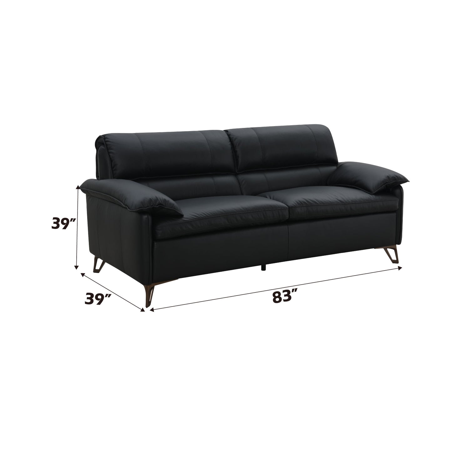 Eilene - Loveseat de cuero de grano superior - Negro