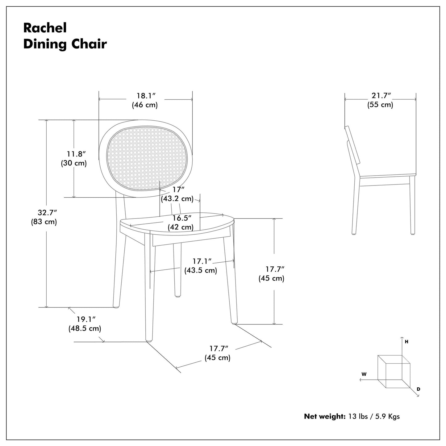 Silla de comedor Rachel (juego de 2)