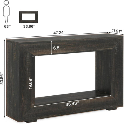 Narrow Entryway Storage Console Table With Open Shelf