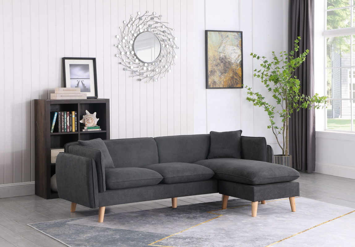 Brayden - Sofá seccional de tela tipo chaise longue