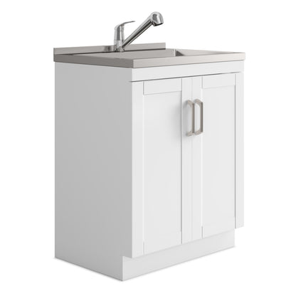 Kyle - Mueble de lavandería, grifo y fregadero de acero inoxidable